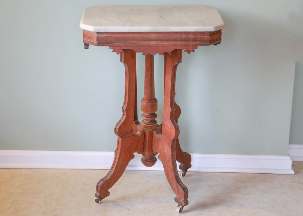 Antique Eastlake Style Marble Top Table EBTH